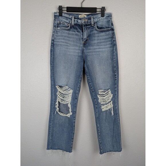 L'Agence Jeans Womens 25 Distressed High Rise Straight Leg Ripped Frayed Hem - Picture 1 of 5